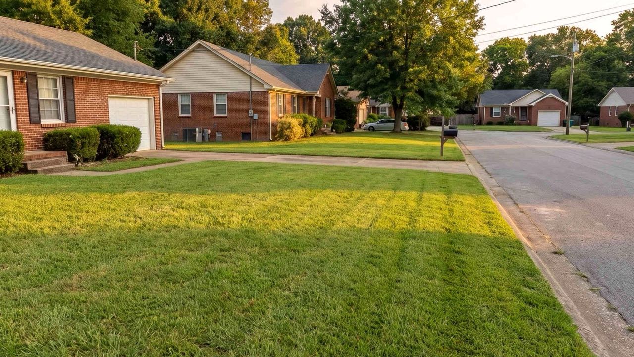 The same lawn cleared down to the grass after Buddies finished the full cleanout
